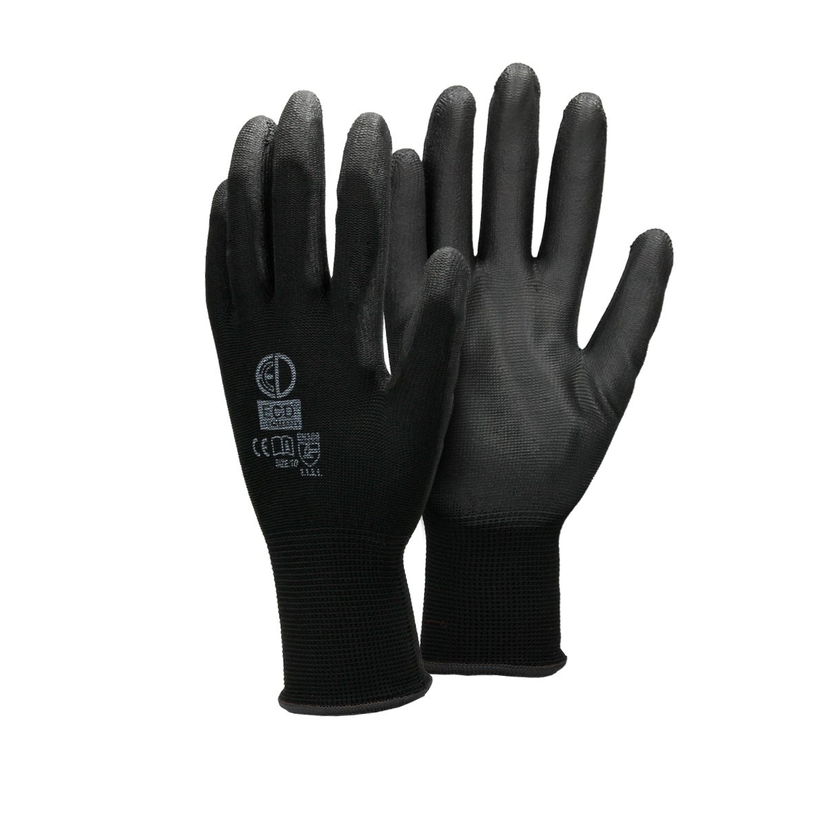 ECD Germany 1 Para Rekawic Roboczych Z Powloka PU - Rozmiar 10-XL - Czarne - Rekawice Mechaniczne Rekawice Montazowe Rekawice Ochronne Rekawice