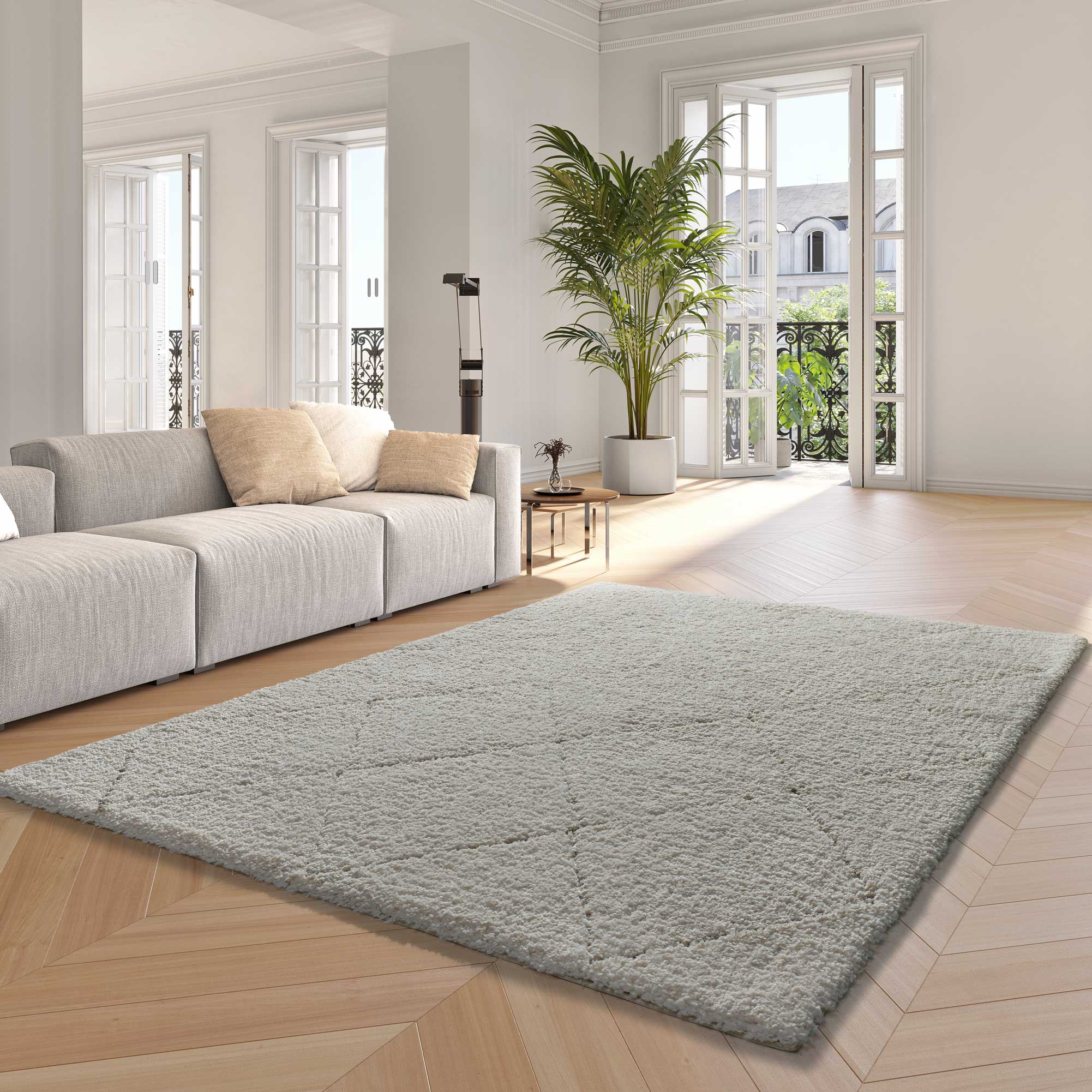 Alfombra interior blanco rectangular 200 x 290 cm atesa shaggy - atticgo
