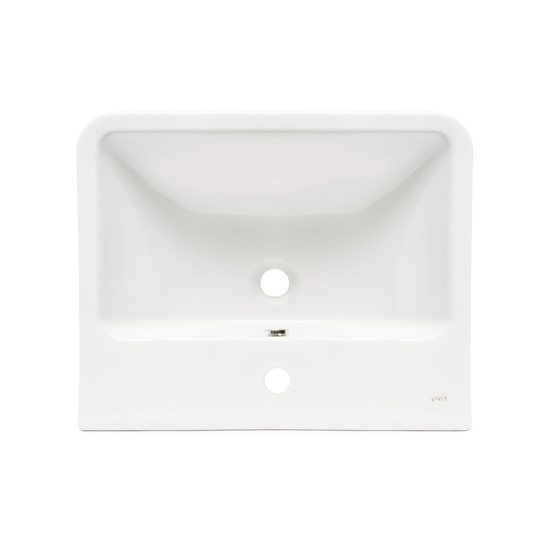 Integra 55x45x19 cm lavabo suspendu en céramique, trou pour robinetterie au milieu, avec trop-plein, blanc (7049-003-0001) - 2
