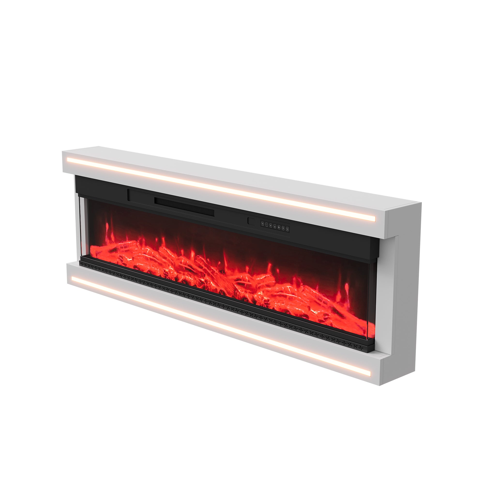 Cheminée électrique 136 cm - Flamme simulée par LED RGB 20 couleurs - 750/1500 W - 5 niveaux d'intensité de la flamme - télécommande - 6