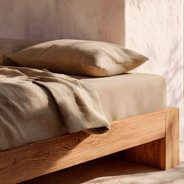 Drap-housse 80x200x30 cm 100% cotone respirant régable coloris Lin