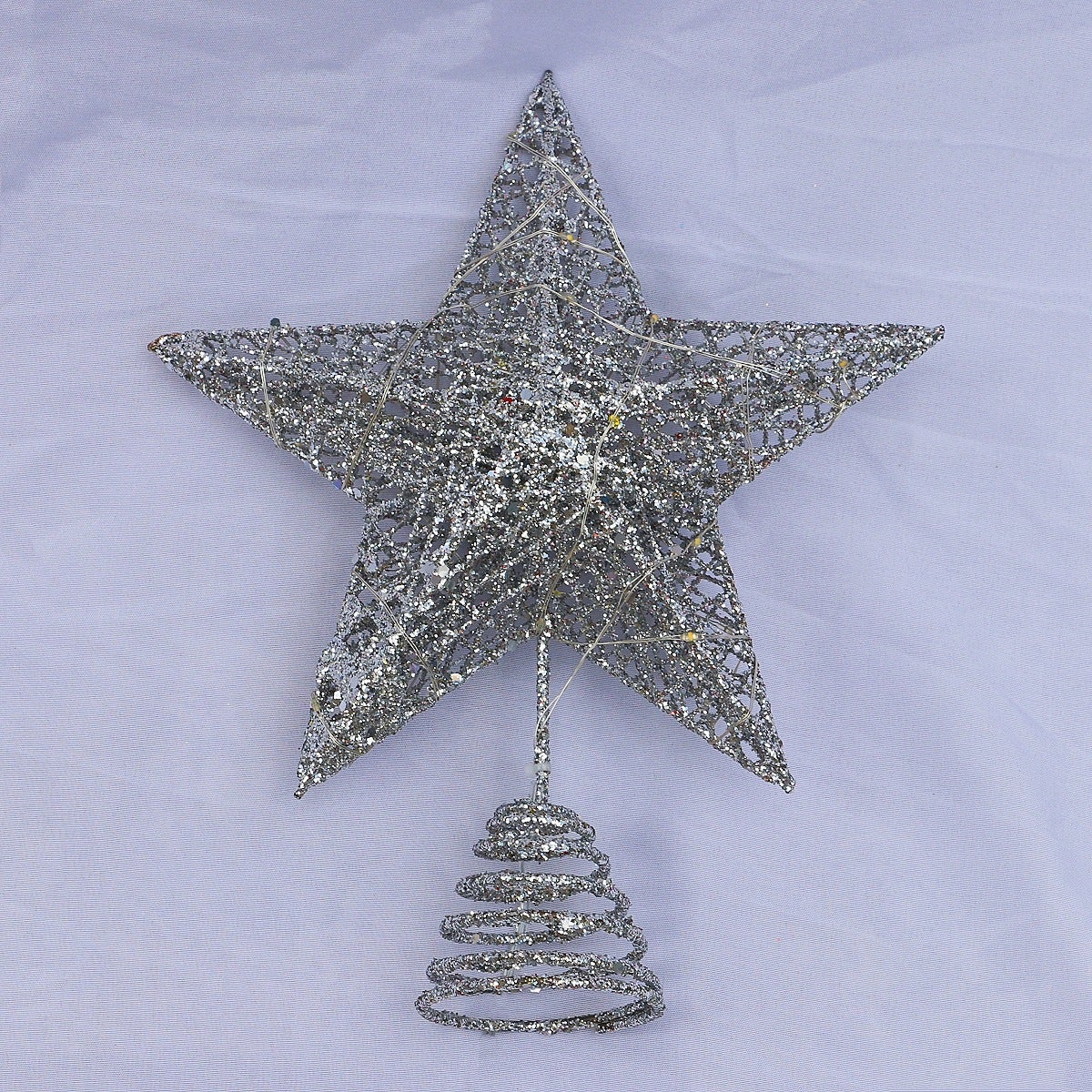 Topper de árvore de Natal, decoração de Natal, topper de árvore de estrela de Natal com luz LED, enfeites de árvore de Natal, prateado - 4