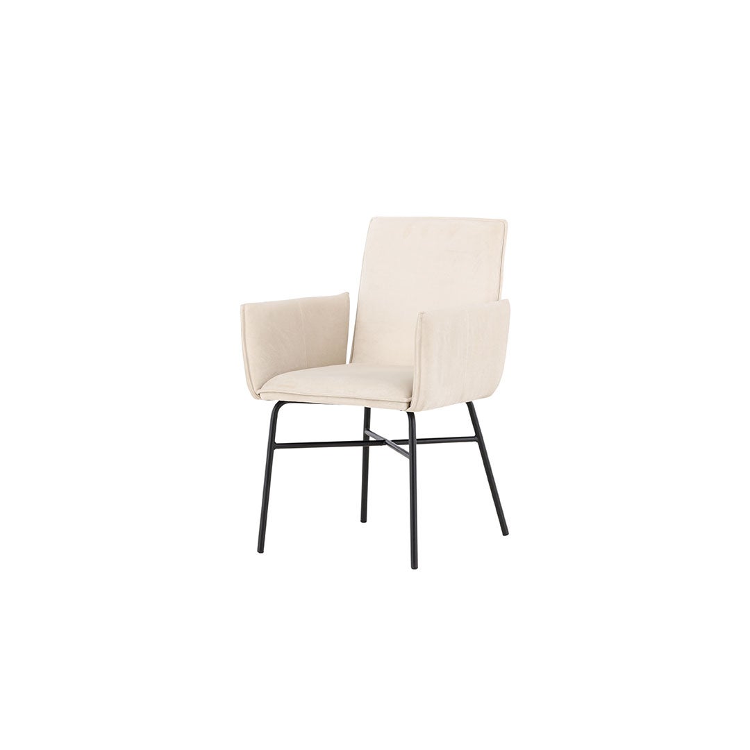 Petra krzesło stołowe z podłokietnikami welur beżowy.