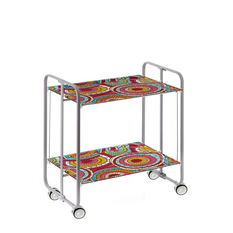 Don hierro - carrito auxiliar plegable bauhaus con ruedas – armazón metálico gris, 2 niveles, 4 posiciones ajustables-