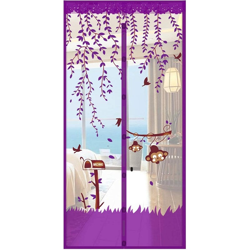 Moskitiera magnetyczna na okno z automatycznym zamykaniem (fioletowa, 90 x 210 cm)