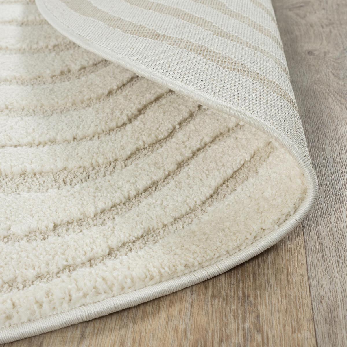 Tapis rondLYN9 SPIRATRI ∅ 200 cm Crème Tapis facile d'entretien idéal pour le salon - 3