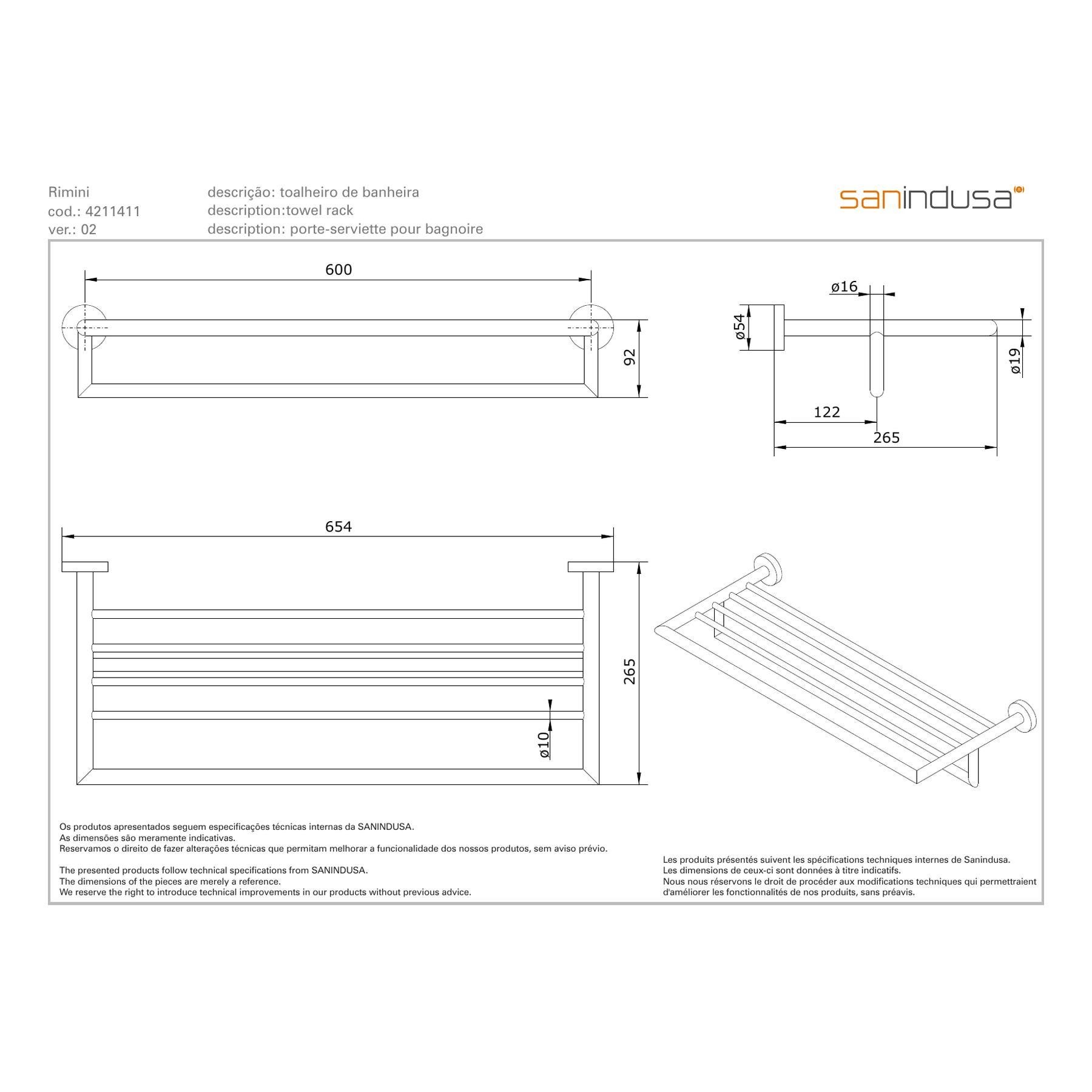 Porte serviettes salle de bains SANINDUSA Rimini chrome - 3