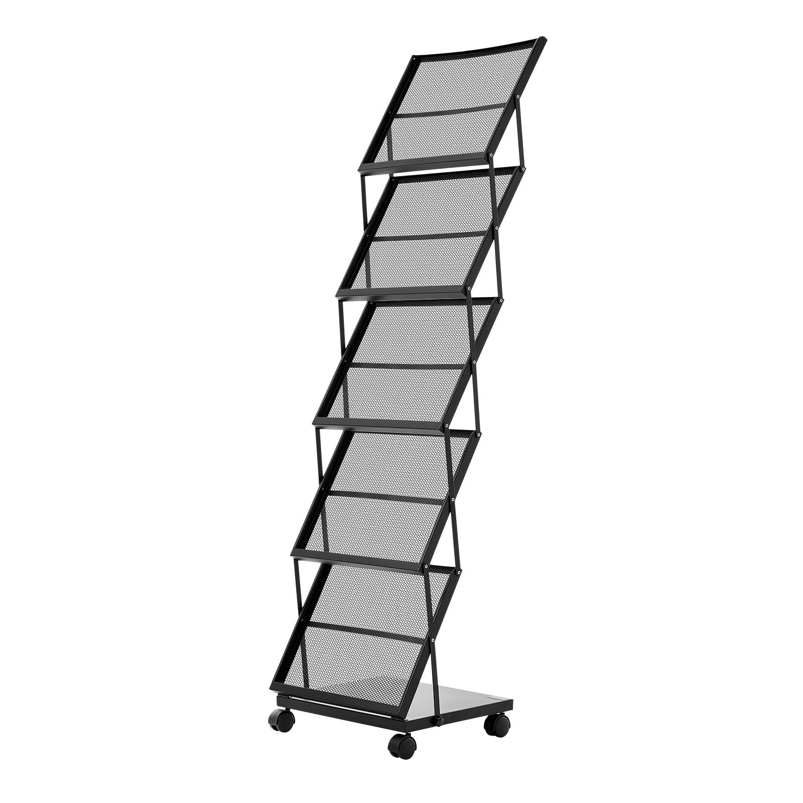 Présentoir à brochures VEVOR 5 niveaux, porte-brochures sur pied avec roulettes, porte-revue pliable pour journaux, pour expositions, bureaux, hôtels - 9