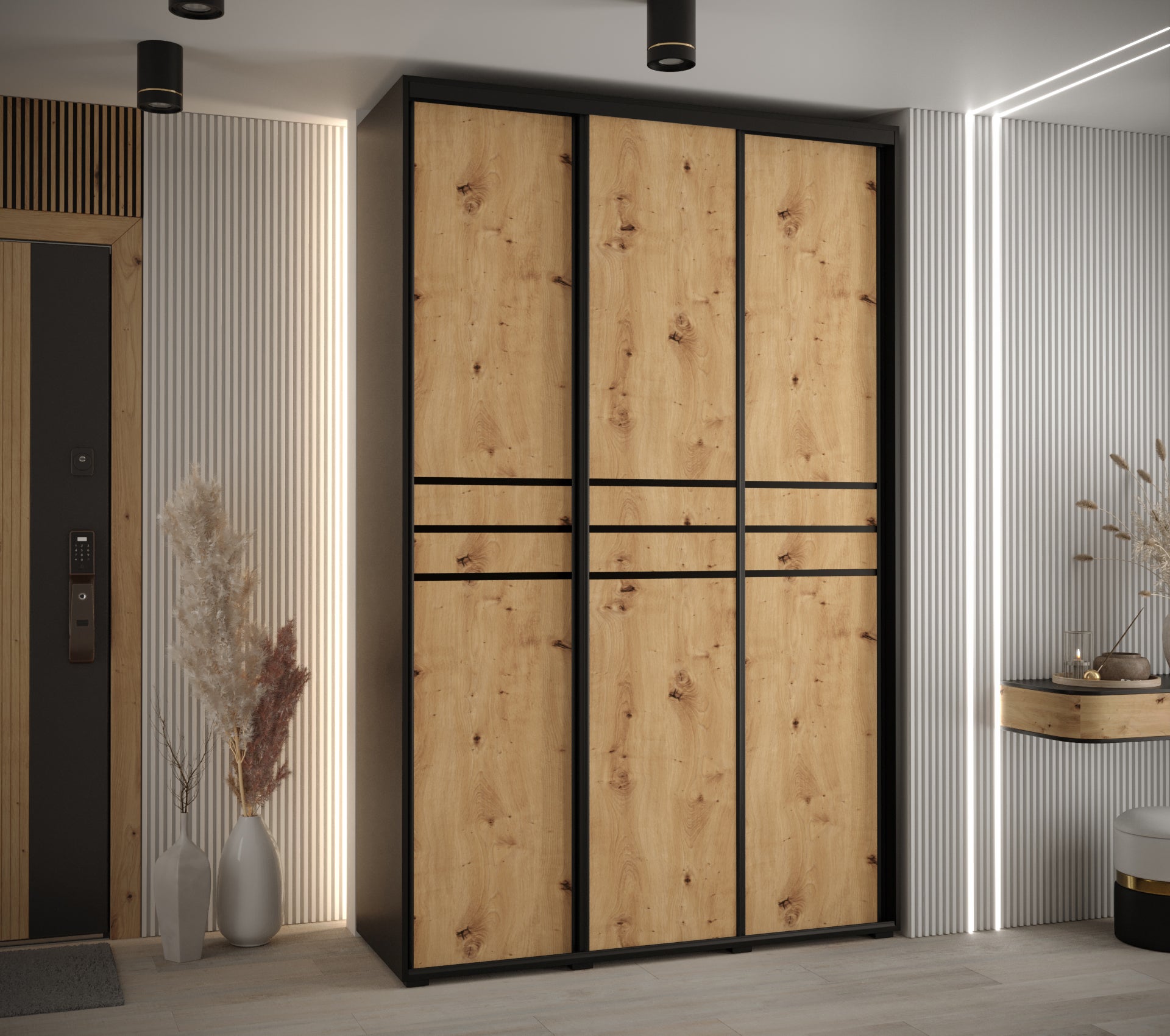 Szafa przesuwna wysoka Davos 10 160 x 45 x 235,2 cm czarny + artisan + u. czarny - Abiks Meble - 2