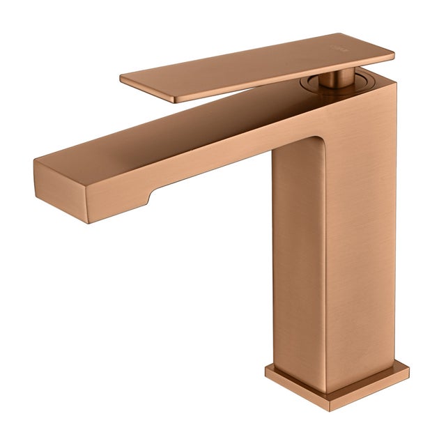 Grifo Monomando de Lavabo Bajo | Latón Cartucho cerámico Ø26mm TOP | Color Oro Rosa Cepillado