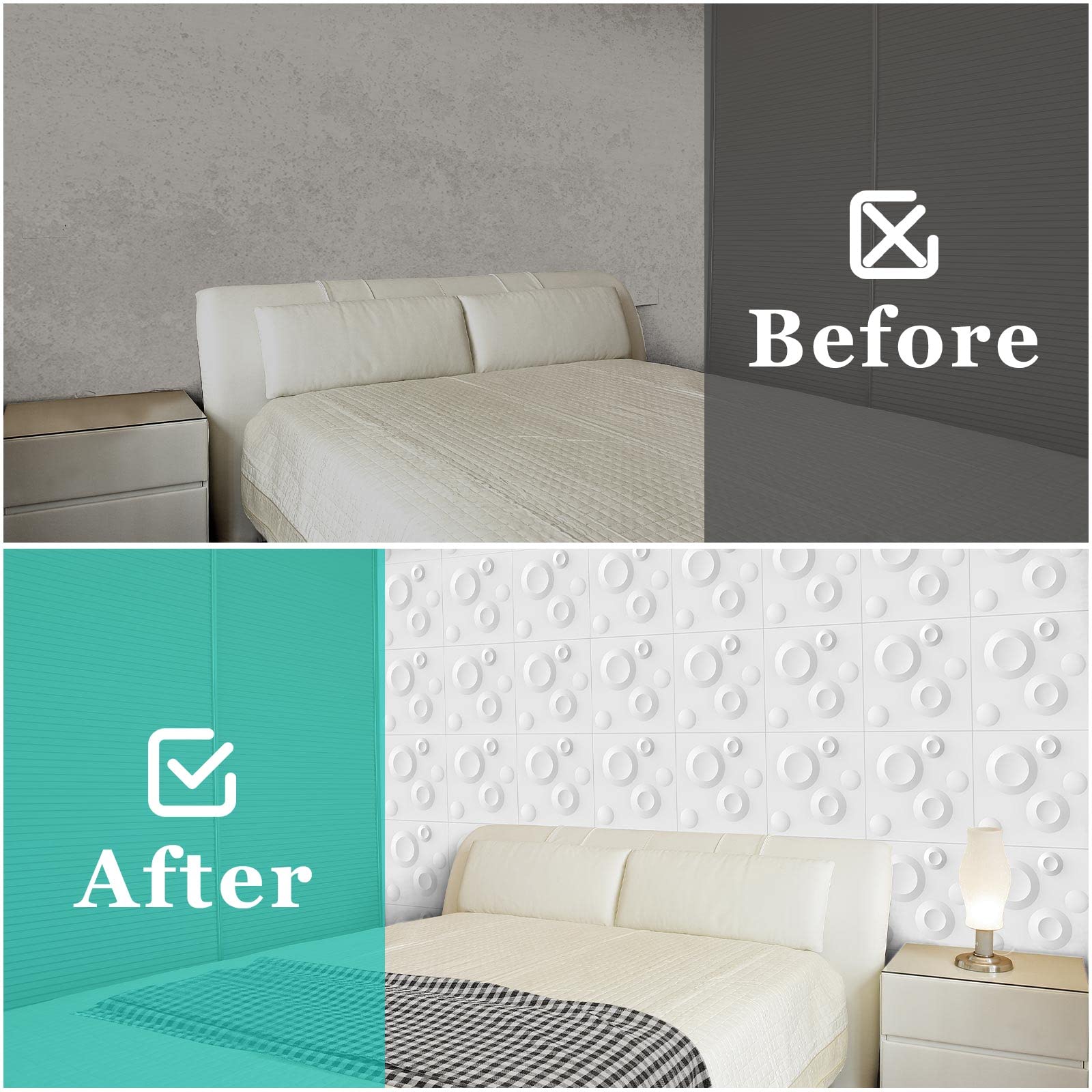 15 Panneaux muraux 3D, Revêtement mural, Panneaux de plafond, Décorations murales, Panneau mural en PVC 30 x 30 cm, Tatouages ​​muraux - 5