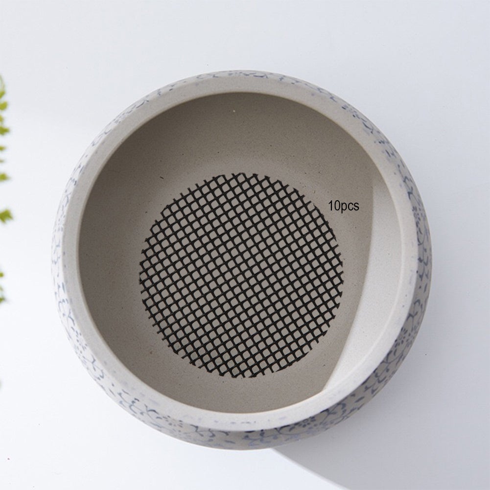 Set di 10 tappetini da giardinaggio in rete per fori di drenaggio di vasi di fiori, tappetini con base a griglia per rinvasare piante e bonsai (10 cm) - 2
