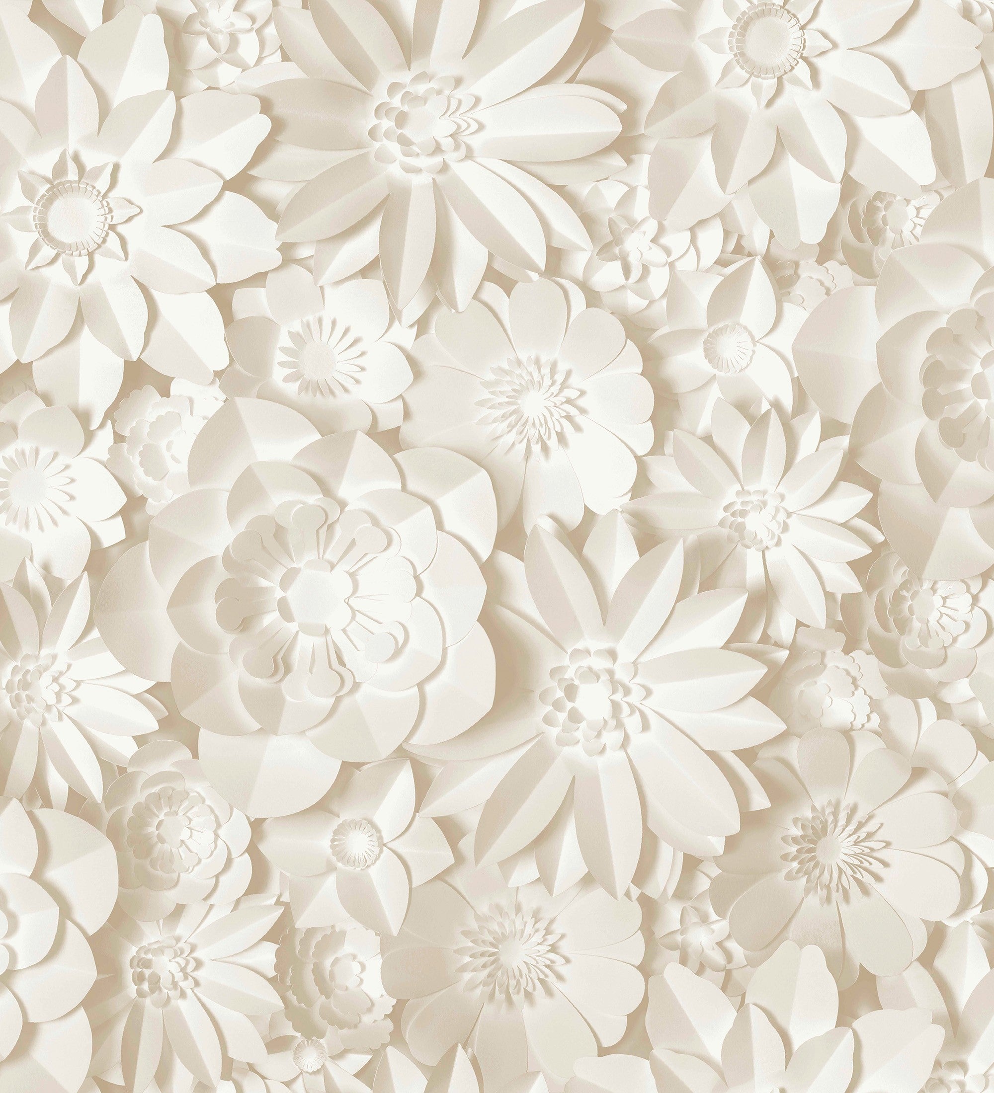 Papier peint floral effet 3D beige, style origami - Enora Petals 683533 de GAULAN - Rouleaux de 10 m x 0,53 m - 2