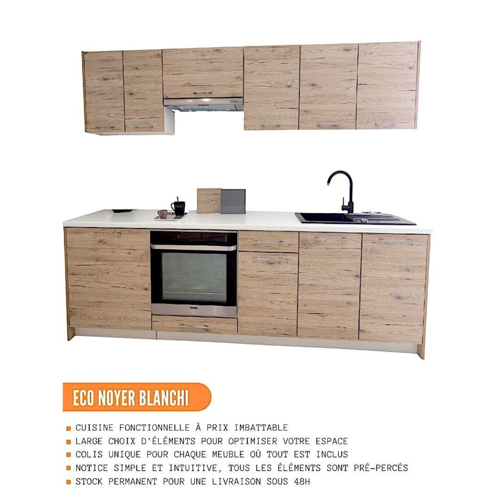 Cuisineandcie - Meuble haut de cuisine Eco Noyer Blanchi 2 portes L 60 cm - 4