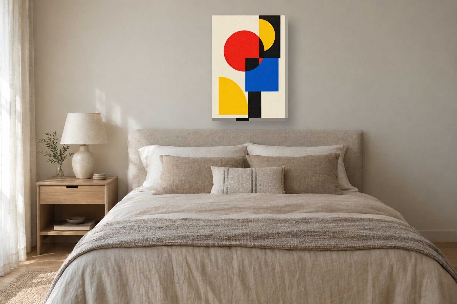Tableau géométrique «Cercle et carré, géométrique» sur toile, châssis ...