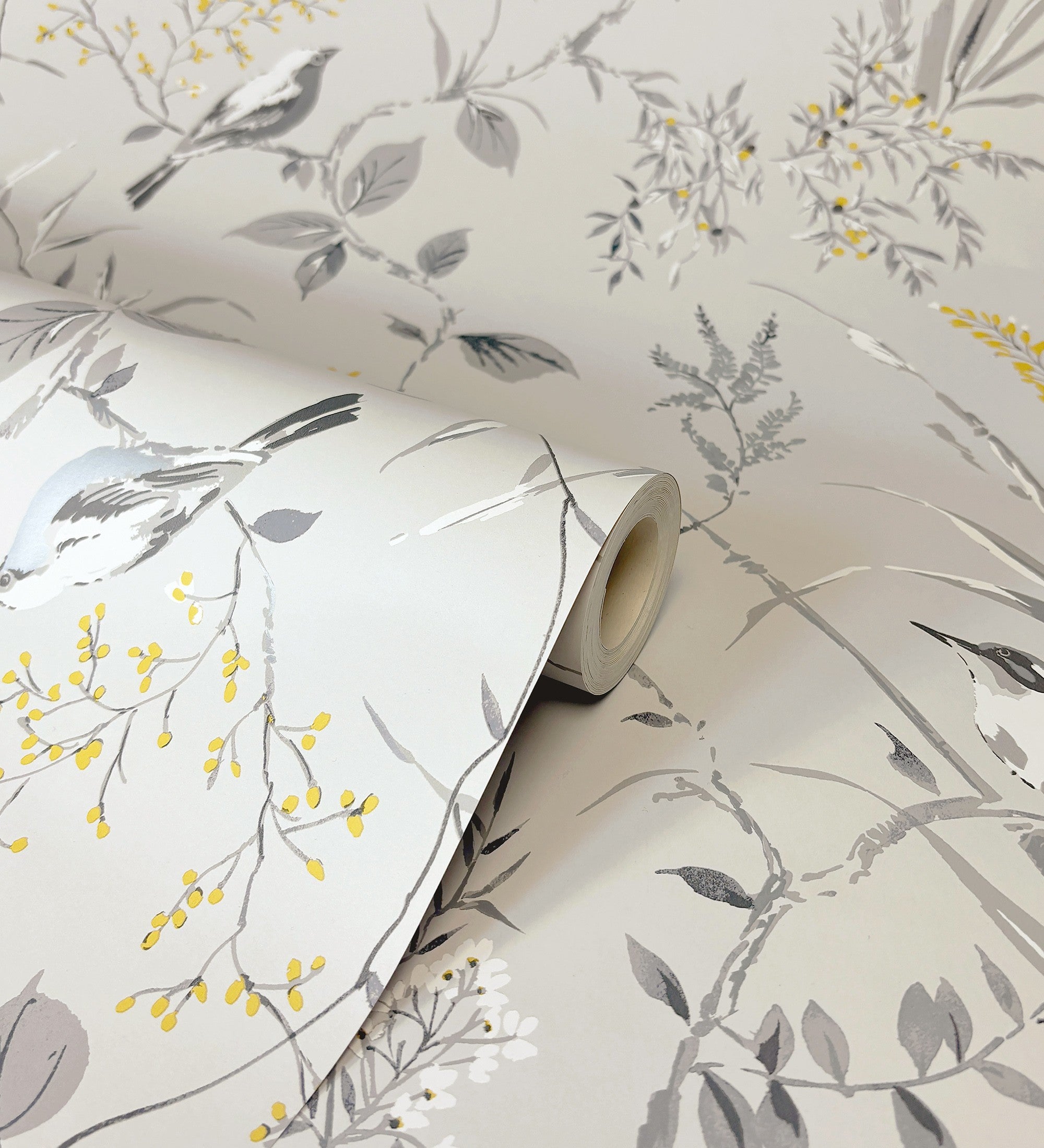 Papel pintado lavable de ramas flores y pájaros estilo romántico - Alison Garden 680927 de GAULAN - Rollo de 10 m x 0,53 m - 3