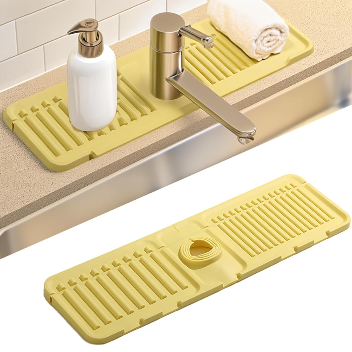 Accessoires D'évier De Cuisine, Tapis De Drainage En Silicone, Tapis De Drainage En Silicone Tapis De Comptoir Anti Moisissure Et Antiderapant Jaune Extra Large 1 97247112