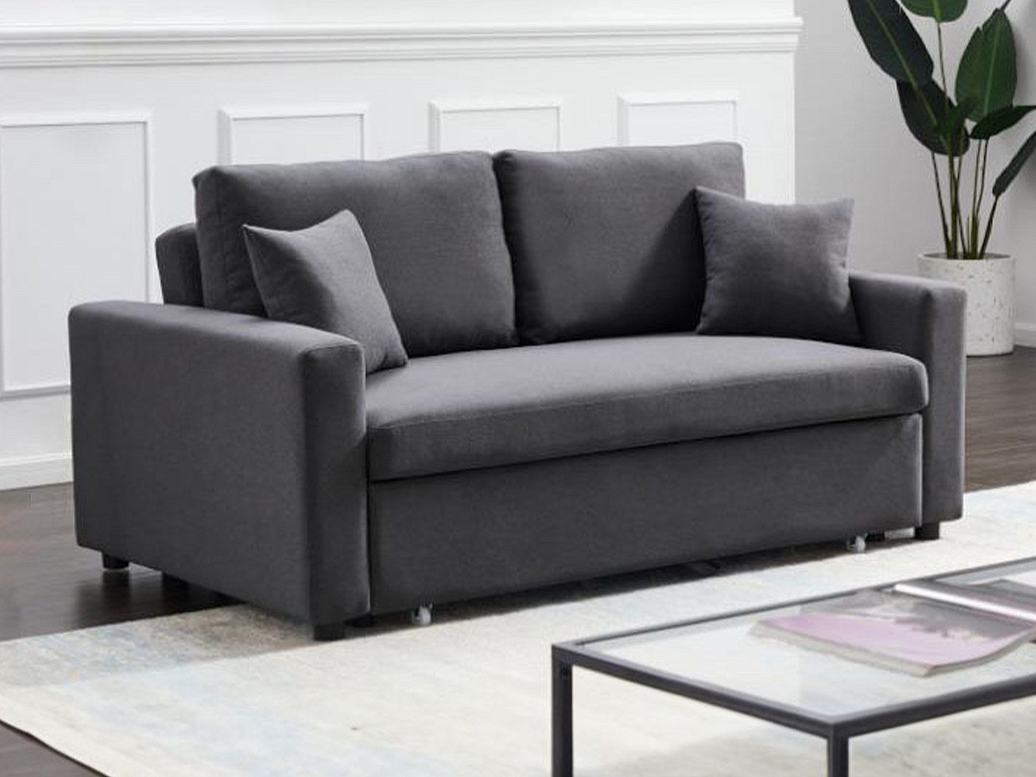 Sof Cama De 3 Plazas De Tela Antracita INIZOR Leroy Merlin