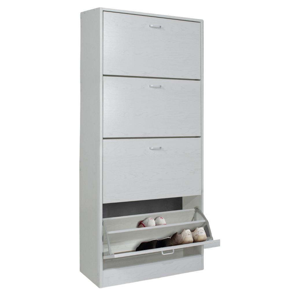 Scarpiera Salvaspazio da Ingresso 4 Ante a Ribalta, Mobile Slim In Legno Melaminico 63x24x150h, Bianca - ZIK - 5