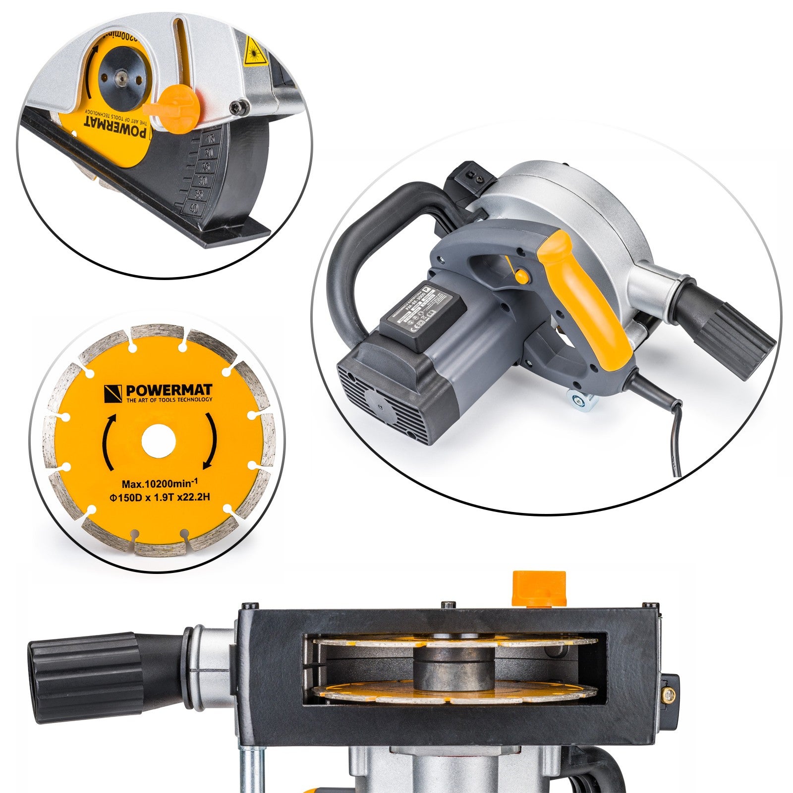 Mallette rainureuse électrique à béton double disques avec laser 3000W - 5