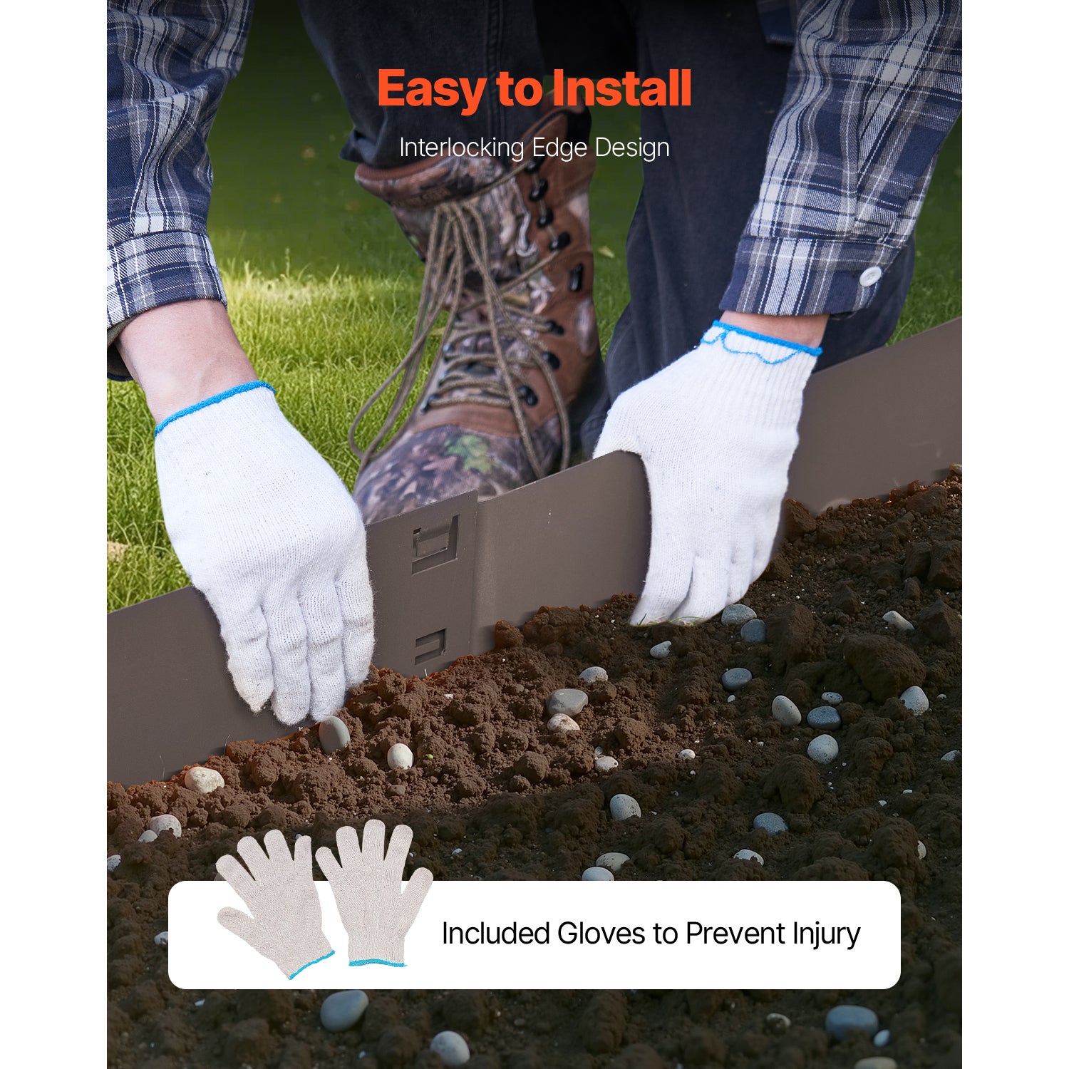 Lot de 5 bordures de jardin en acier SucceBuy 99 × 10 cm, marron, résistantes à la rouille, pliables et robustes, pour parterres et allées - 7