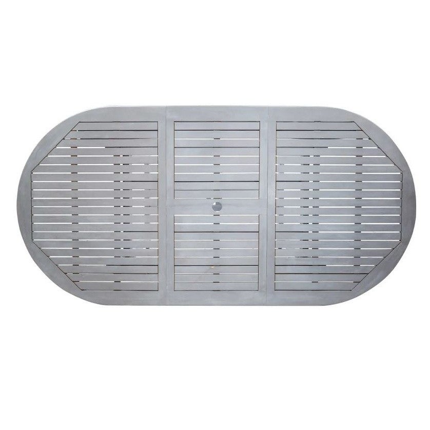 Table de jardin ovale extensible acacia massif gris Alline - 3