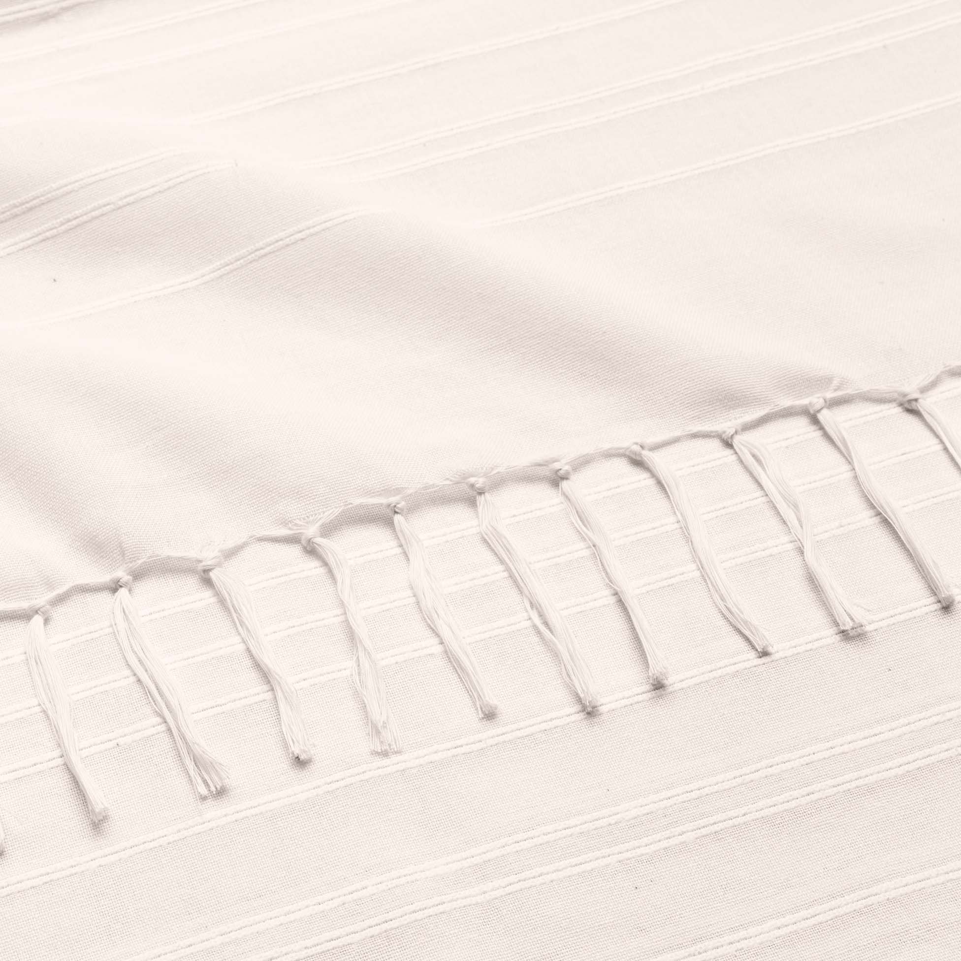 Plaid a franges 180 x 220 cm Lilia creme - 3