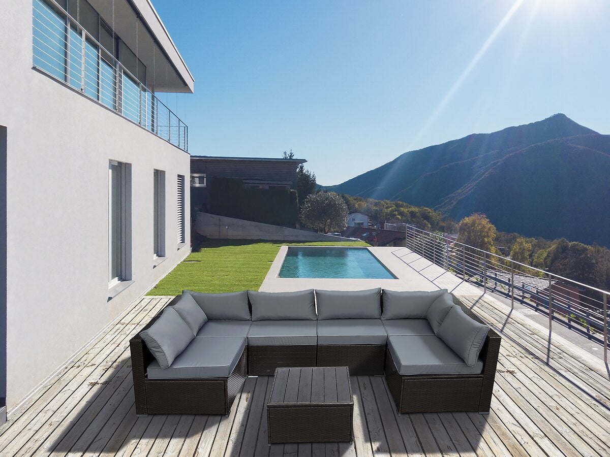 Salon de jardin panoramique en résine tressée 