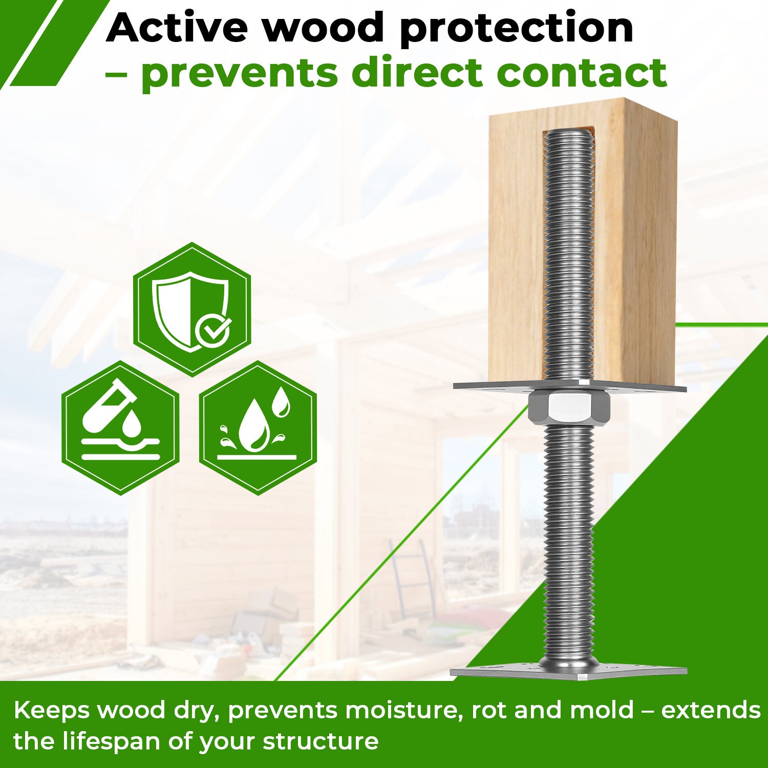 Support de poteau réglable, hauteur ajustable pour projets bois et jardin 30-250 mm Argent 4PCS - 4