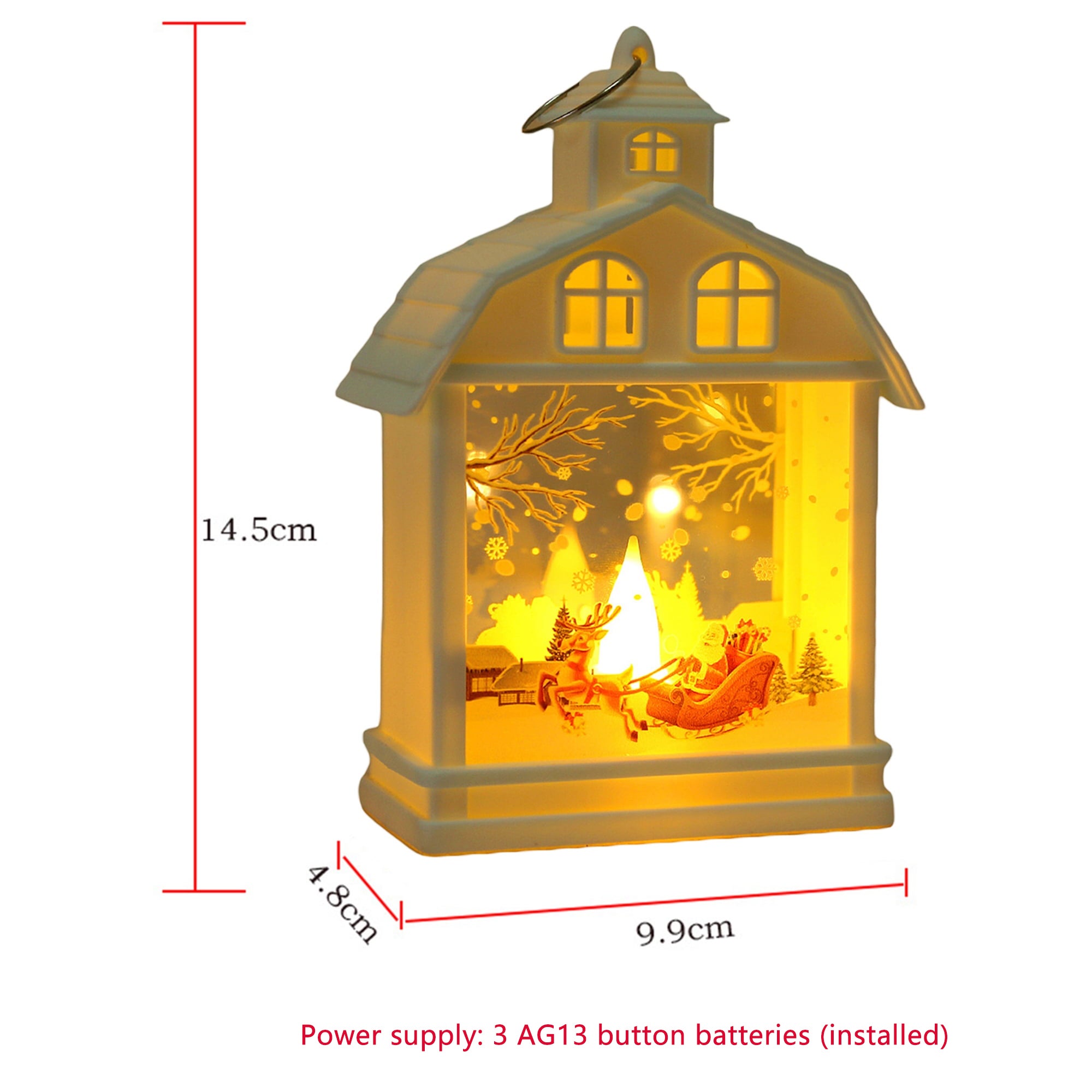 Lanterne d'élan de Noël 1 pièce, lanterne portable de style Noël, veilleuse de Noël alimentée par batterie, lumière chaude (piles incluses) - 4