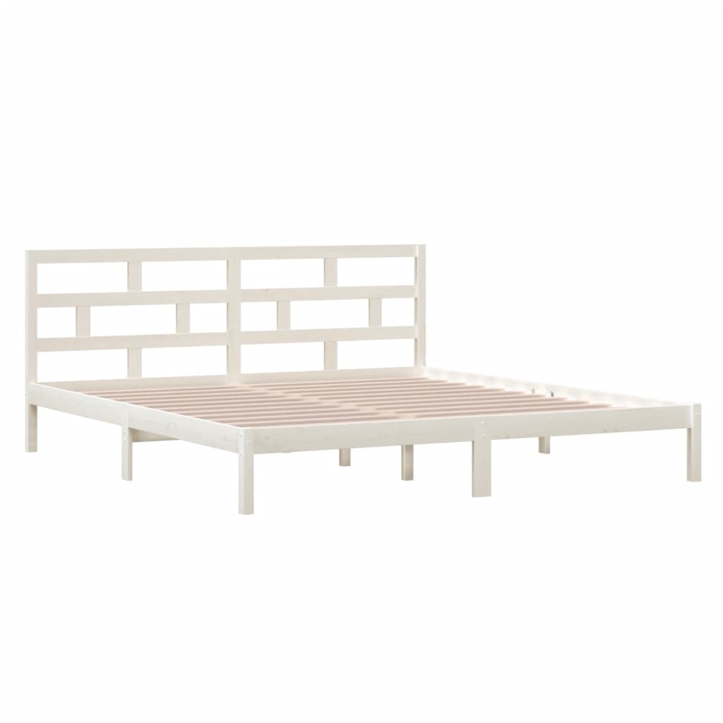 Cadre de lit sans matelas blanc en bois massif 140 x 190 cm - 3