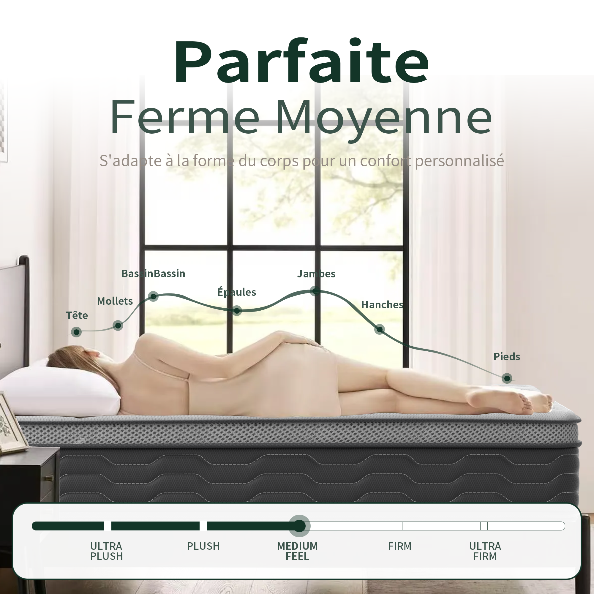 DEWINNER Ensemble matelas + sommier 160x200 cm, épaisseur du matelas 25cm - 7