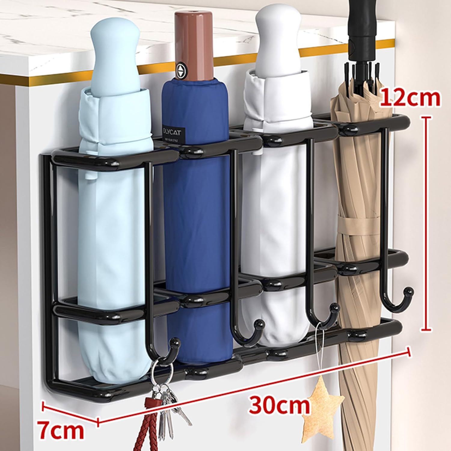Porte-Parapluie Mural Porte-Parapluie Porte-Parapluie sans poinçon Durable Style Japonais Support de Rangement pour Parapluie Mural pour la Maison - 2