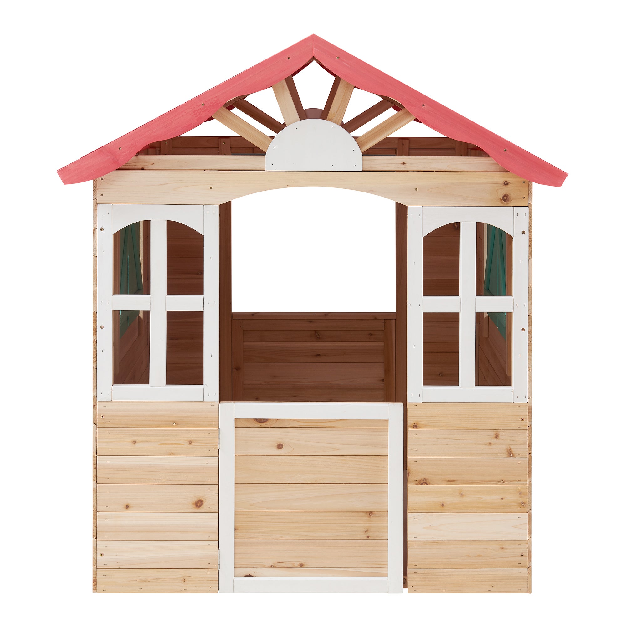 Cabane de jeu d'extérieur Lulä bois de pin 130 x 115 x 101 cm naturel rouge vert casa.pro - 6