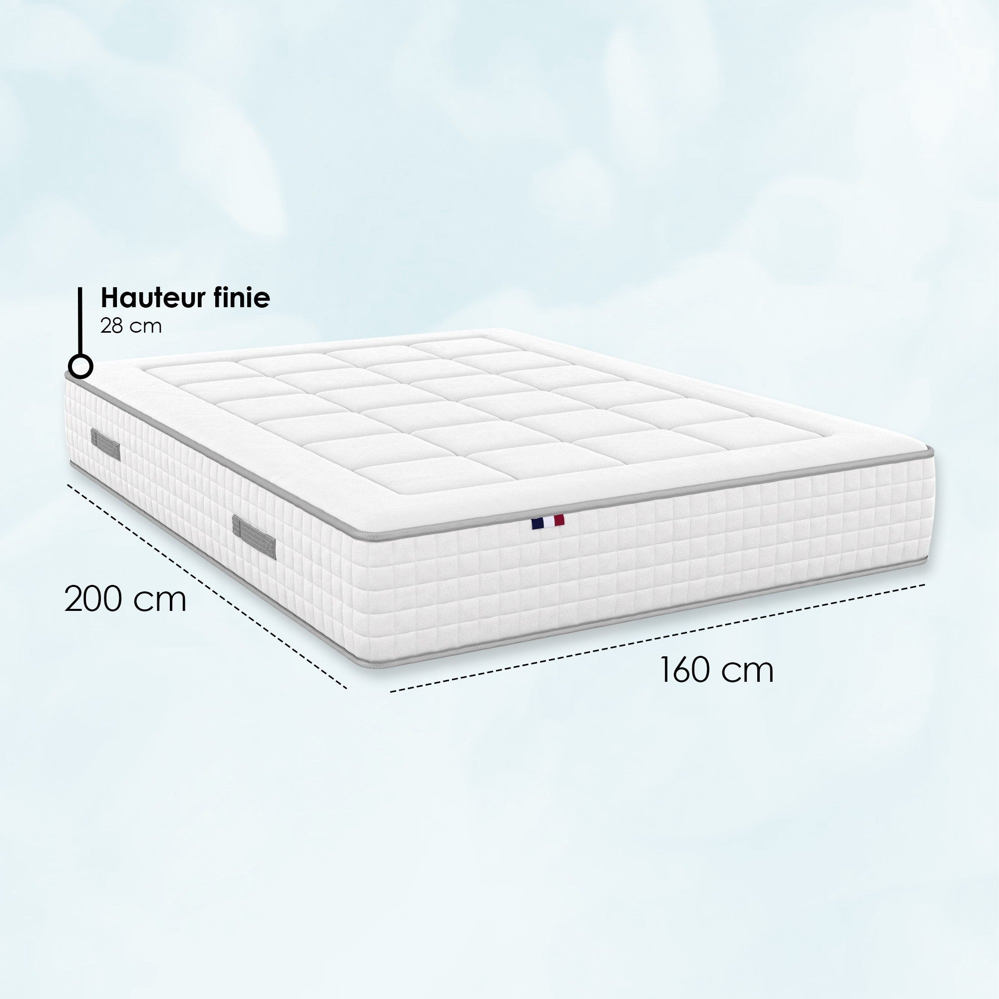 Matelas Ressort 7 zones + mémoire de forme BELLAGIO Fabriqué en France 160 x 200 - 5