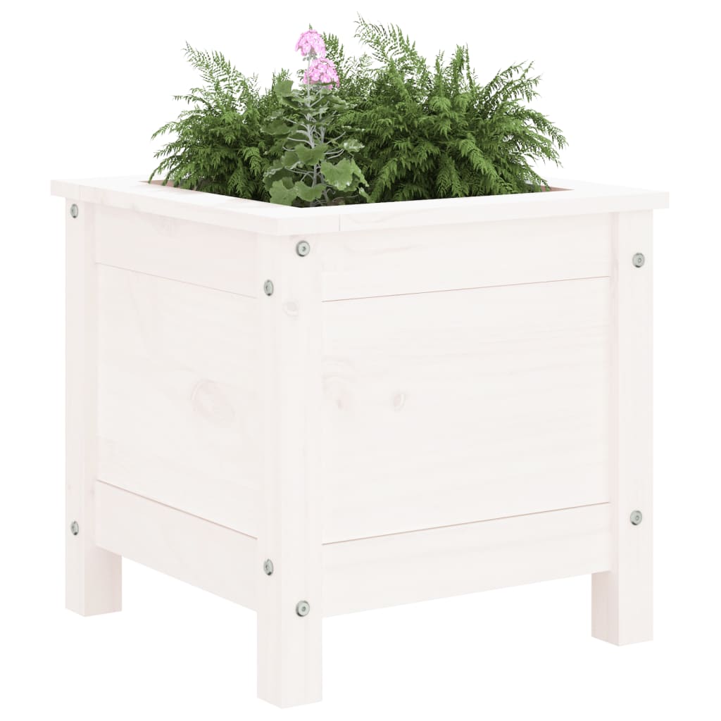 Jardinière - Pot De Fleurs - Bac à Fleurs blanc 40x40x39 cm bois massif de pin n1467l - 3