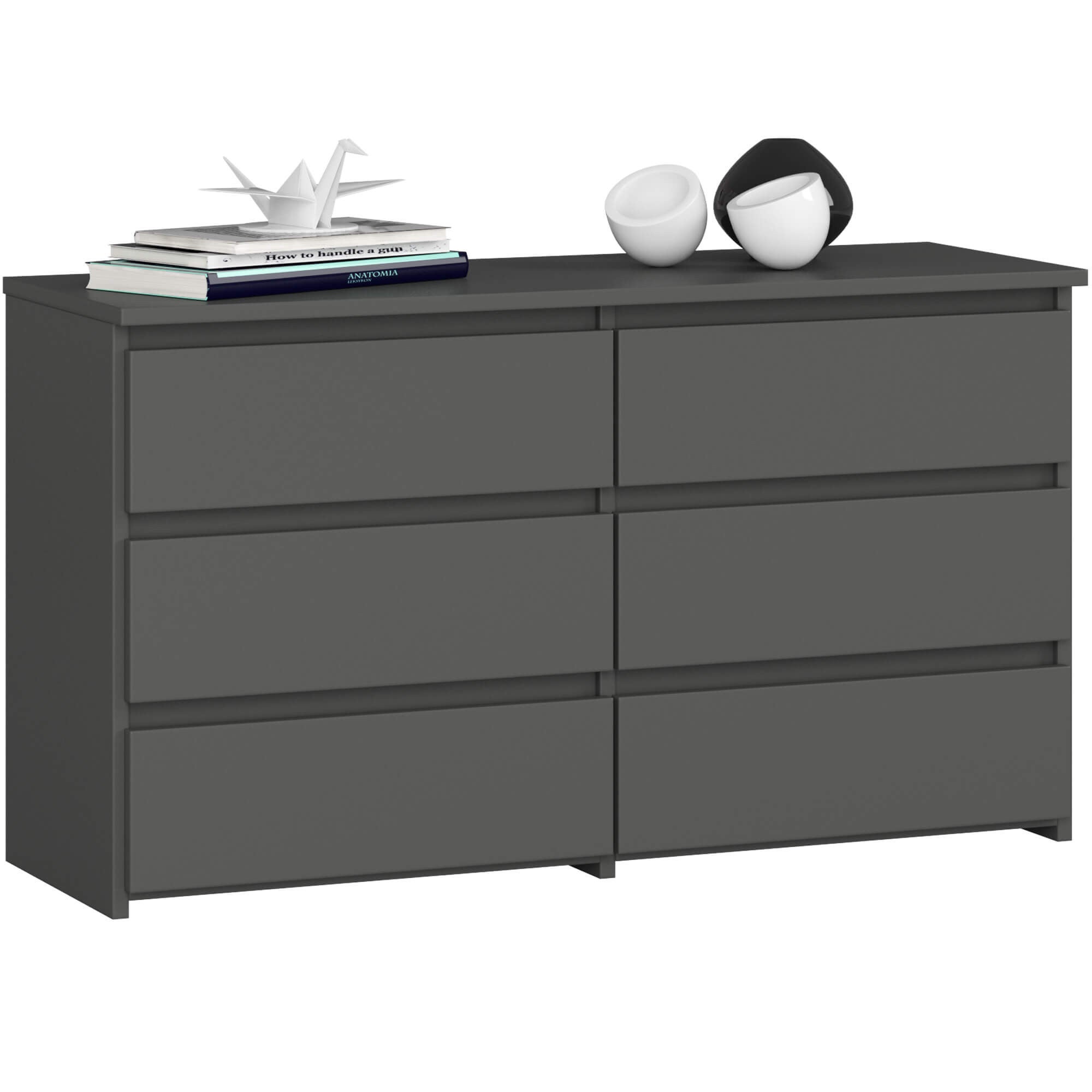 Komoda AKORD CL100 Grafit Szary 100 cm 6 szuflad kolor Grafit Szary mat 100x35x57 cm