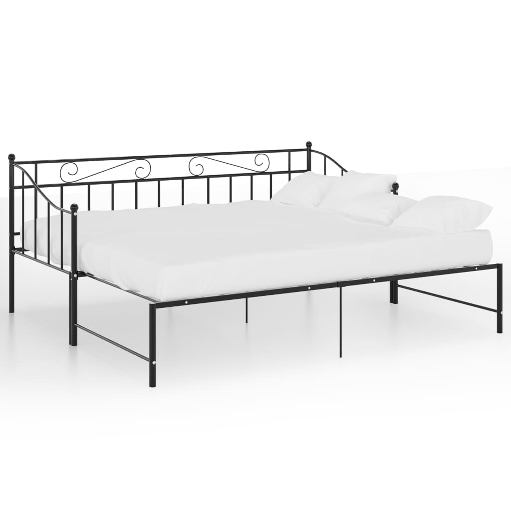 Maison Exclusive - Cadre de canapé-lit extensible sans matelas Noir Métal 90x200cm - 2