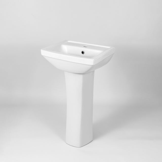Lavabo avec colonne en céramique 37 x 47 CM Blanc VEGA – LPP