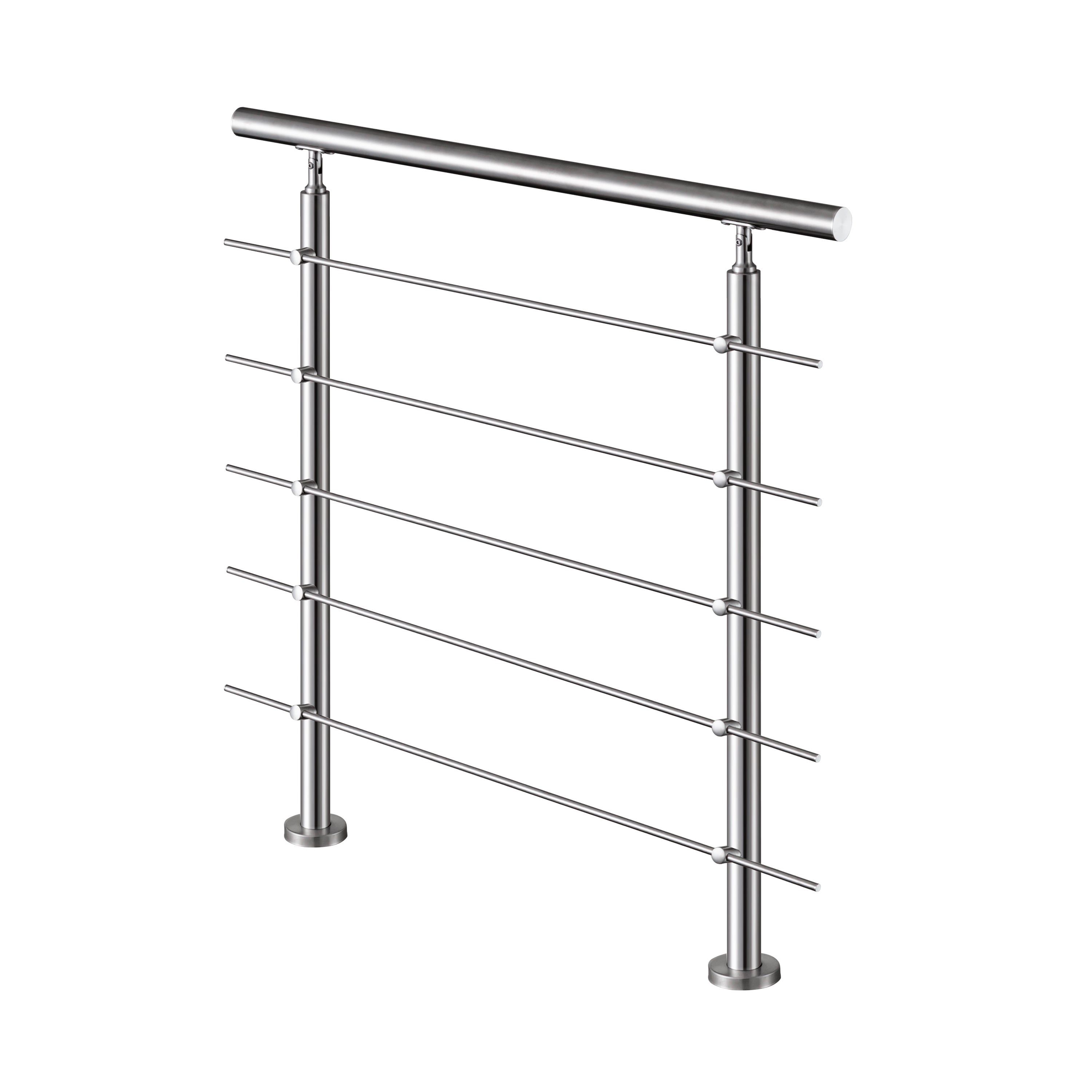 Garde-corps avec main courante, 100cm, en acier inoxydable 304, garde-corps avec 5 traverses, pour intérieur et extérieur - 2