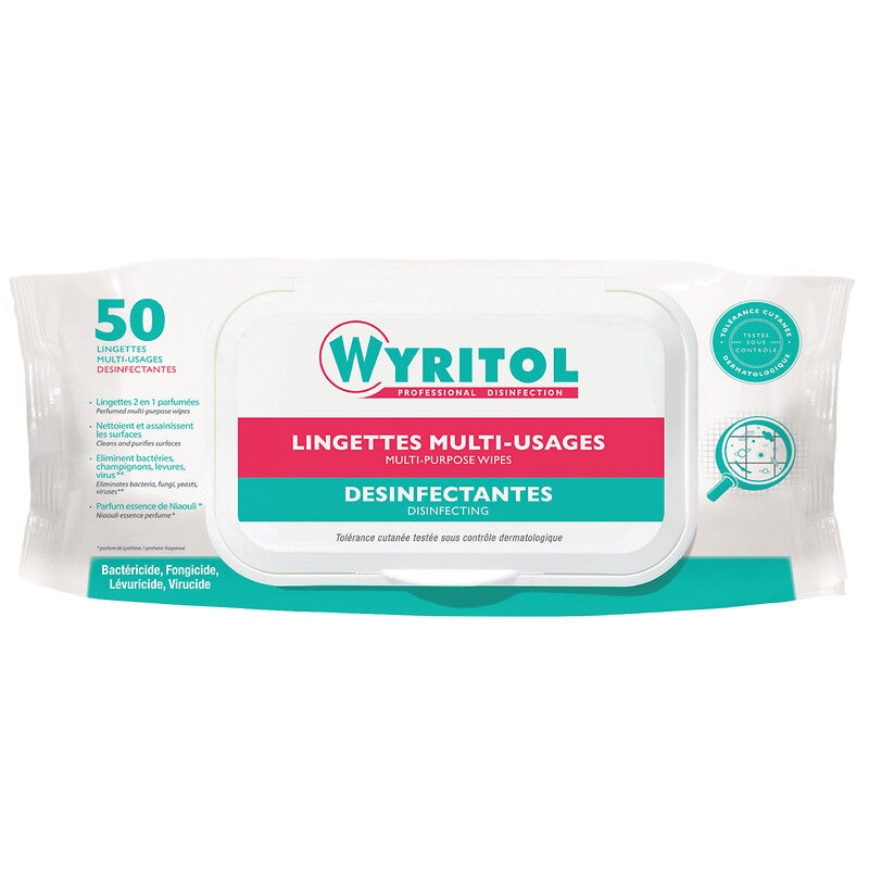 Wyritol lingettes désinfectantes multi-usages à l'extrait d'essence de Niaouli x 50 - 4