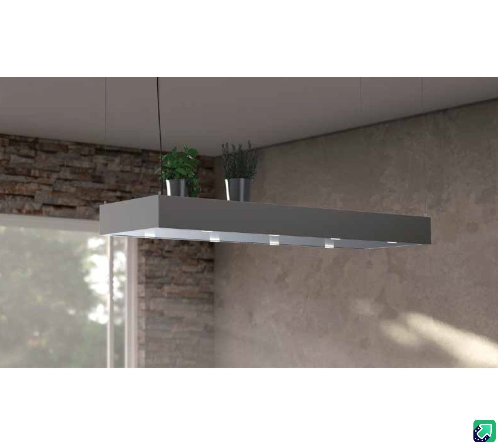 Baraldi – campana isla mensola 176x50 cm. – acero inoxidable – 900 m3/h