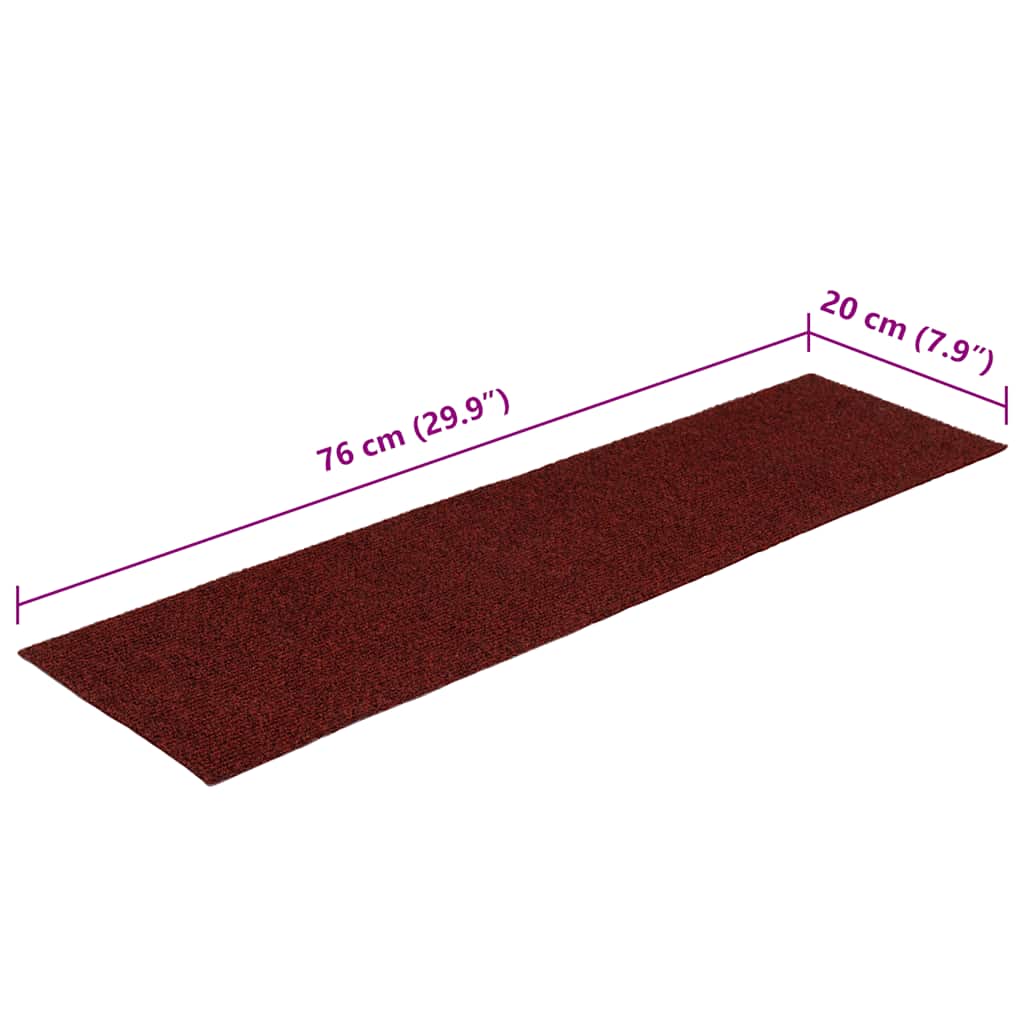 Tapis d'escalier auto-adhésifs 30 pcs rouge 76x20 cm - 8
