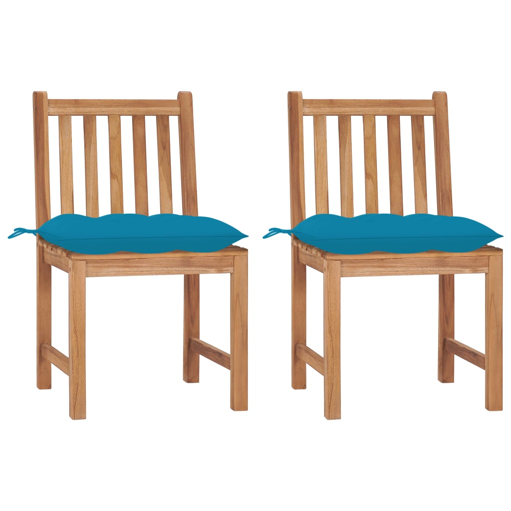 Chaises de jardin 2 pcs avec coussins Bois de teck massif - 2