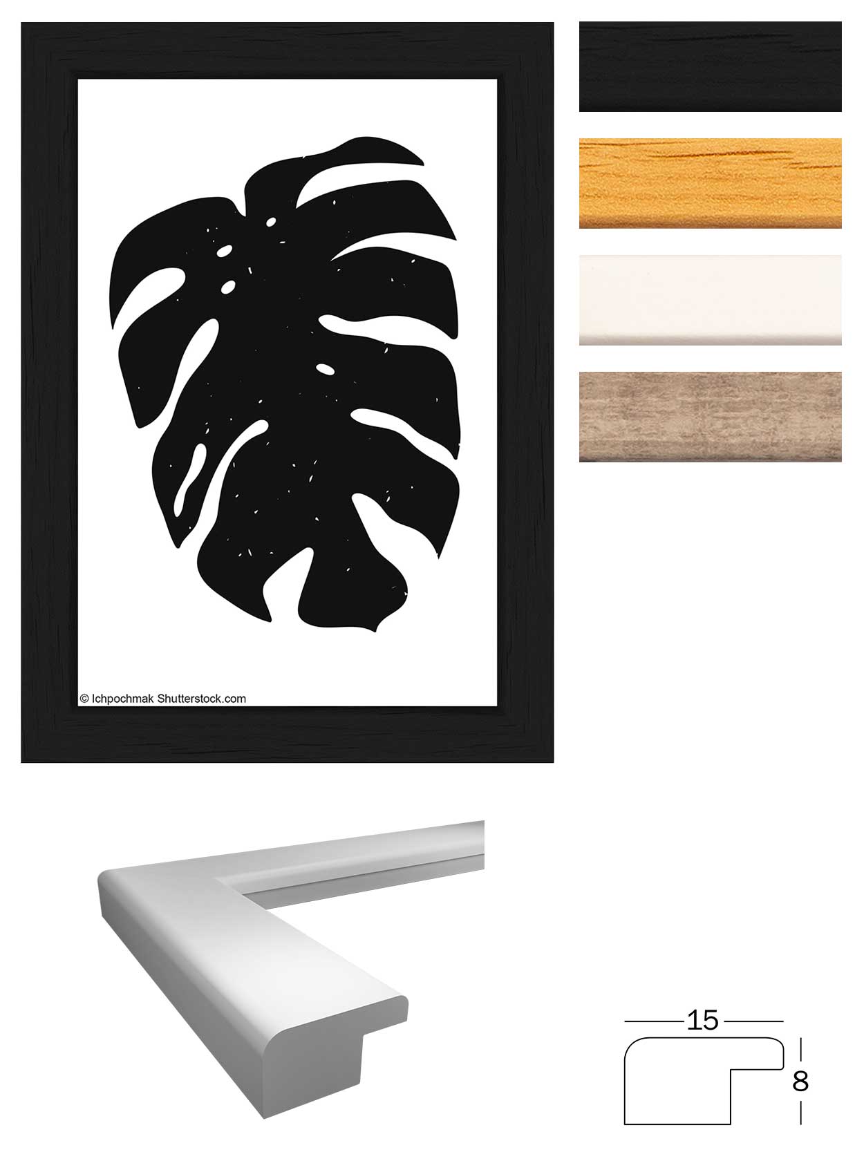 Liv cadre en bois 013X018 cm, NOIR, chats - 2