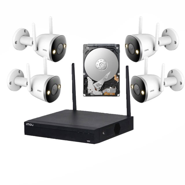 IMOU KIT - 1X NVR IP 4 CANALI ONVIF HDD DA 1TB INCLUSO + 4X TELECAMERE BULLET 2MP OTTICA