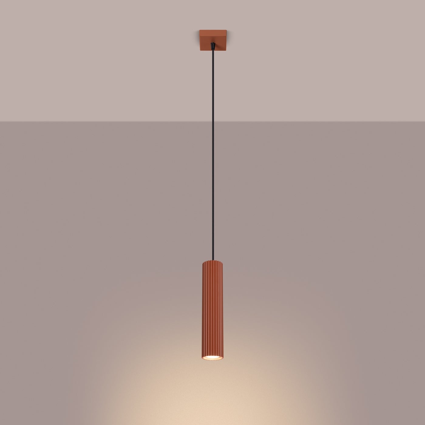 Lampa wisząca GLOOW 1 ochra czerwona LED 3000K - 8x8x118cm Sollux