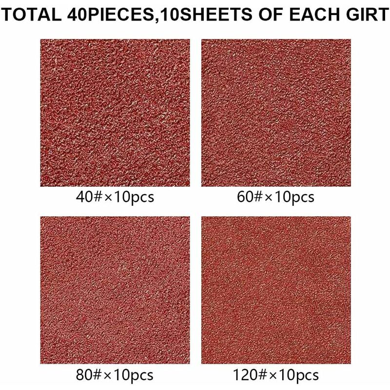 40 feuilles abrasives pour souris pour ponceuse Black and Decker Detail Palm Sander Tous les grades 40 Mixed Grit Pack 40 60 80 120 Grits 12 Holes - 3