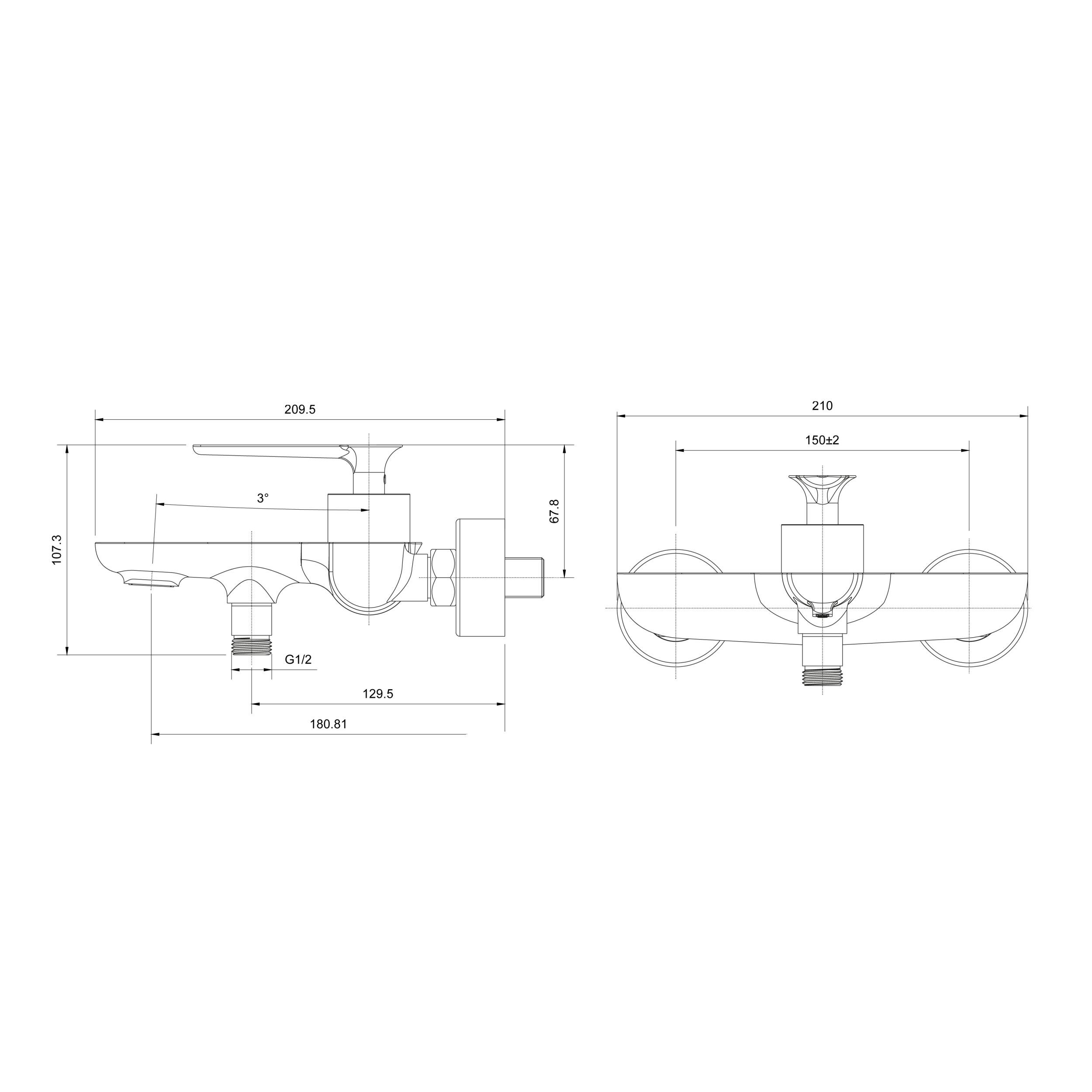 Mitigeur bain douche FLY en acier inoxydable et cartouche céramique ACS 21 X 18 X 21cm - 3