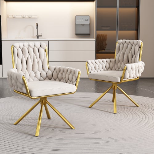 Set di 2 sedie da pranzo in velluto di lusso, stile classico, luce